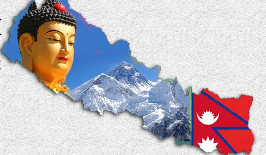 Nepal Map with flag Buddha
