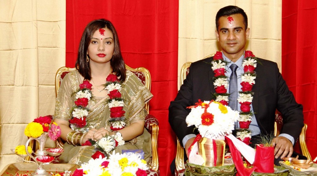 Nisha-Kushum-with-Abishek-Yadav in ingajement at Rastrapati Niwash Nepal.