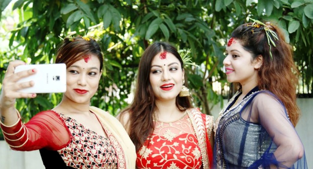 Dashain's Teeka selfi with friends.