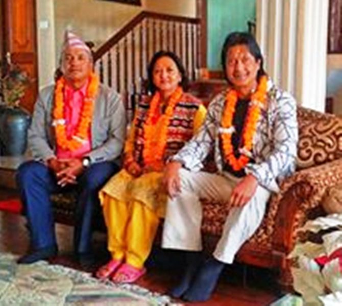 Vetran Actor Rajesh Hamal with his sister & brother.