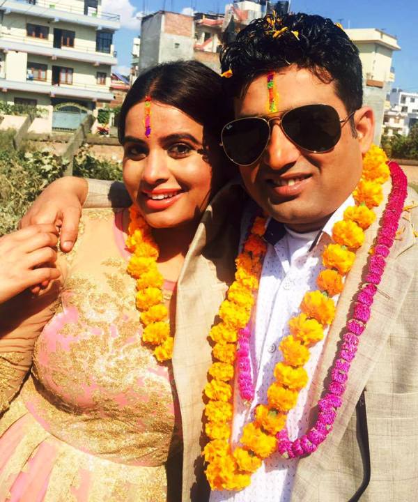 Actress Ranjana Sharma with her brother.