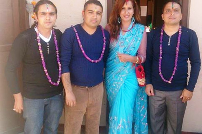 Actress Shubhechha Thapa with her brothers.