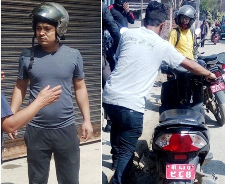 फोटोपत्रकार तथा कलाकार अजय देसारमाथि हमला गर्ने यो युवा तथा उनी सवार स्कुटर ।
