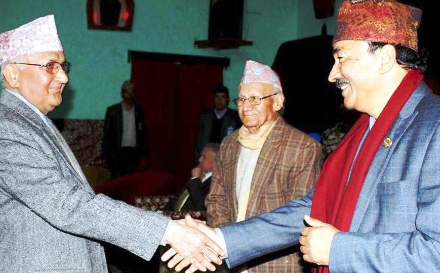 KP Oli with Kamal Thapa