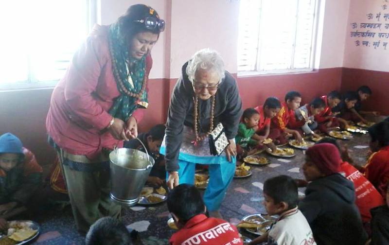 Great Social Worker Sarala Thapa's good job in Pranavananda Ashram School.