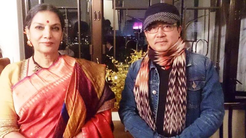 Nepalese Vetran Singer Nagendra Shrestha with Bollywood Vetran Actress Sabana Azami in Hongkong. 